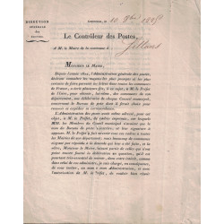 DIRECTION GENERALE DES POSTES - LE CONTROLEUR DES POSTES - ISERE - GRENOBLE - 10-10-1825.